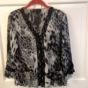 Violet&Claire Leopard Print lace top - Size Small
